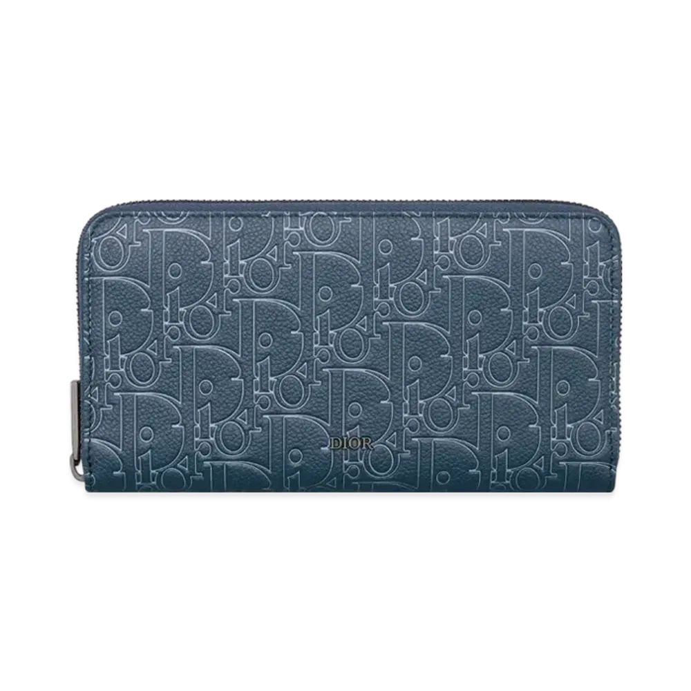 Dior Long Zipped Wallet Dior Gravity Outline Leather "Navy Blue"