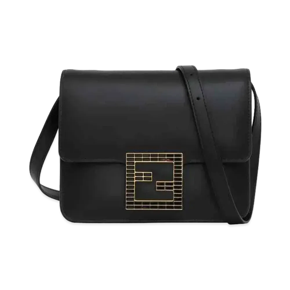 FENDI FAB Leather Shoulder Bag "Black"