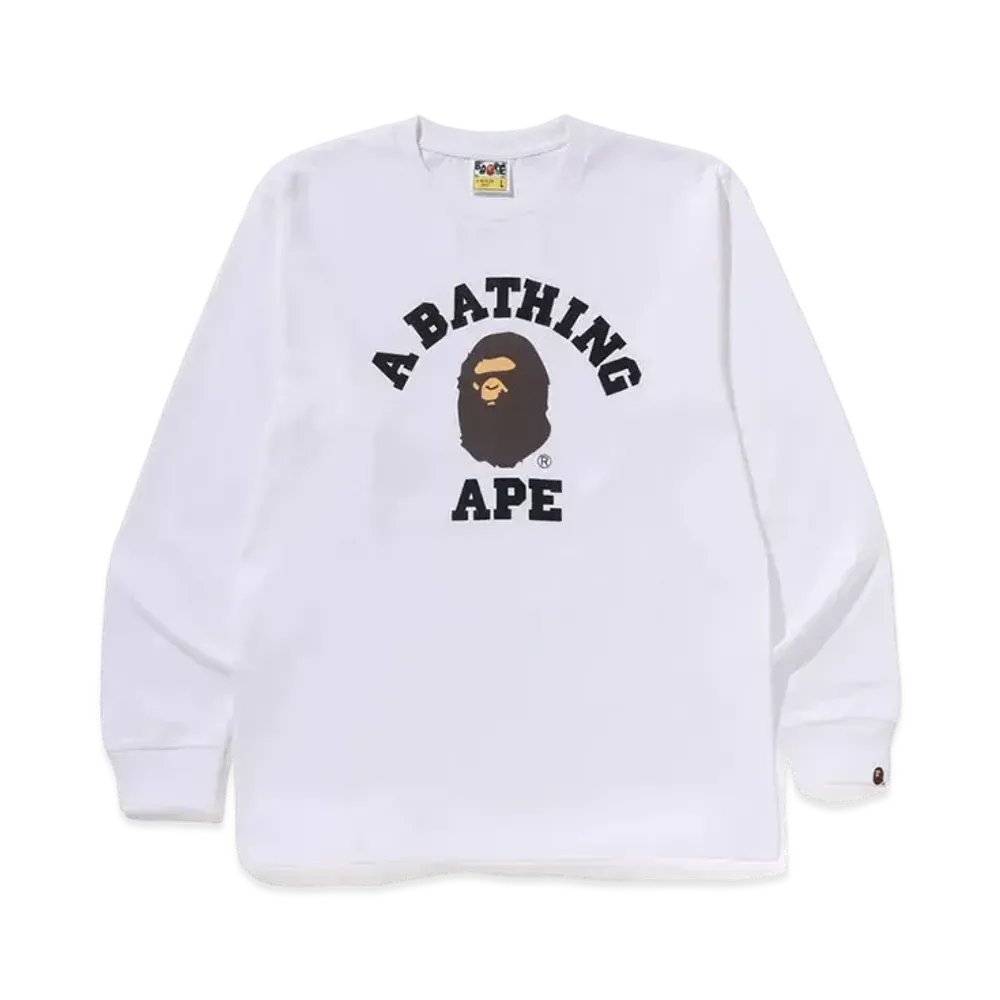 A BATHING APE College LS Tee "White"
