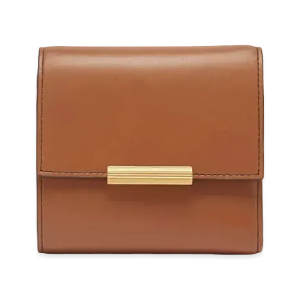 Bottega Veneta French Calf Continental Trifold Wallet Small "Brown"