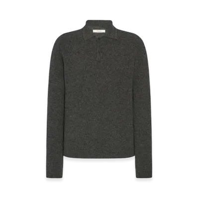 The Row Tiger Cashmere Polo "Medium Grey Melange"