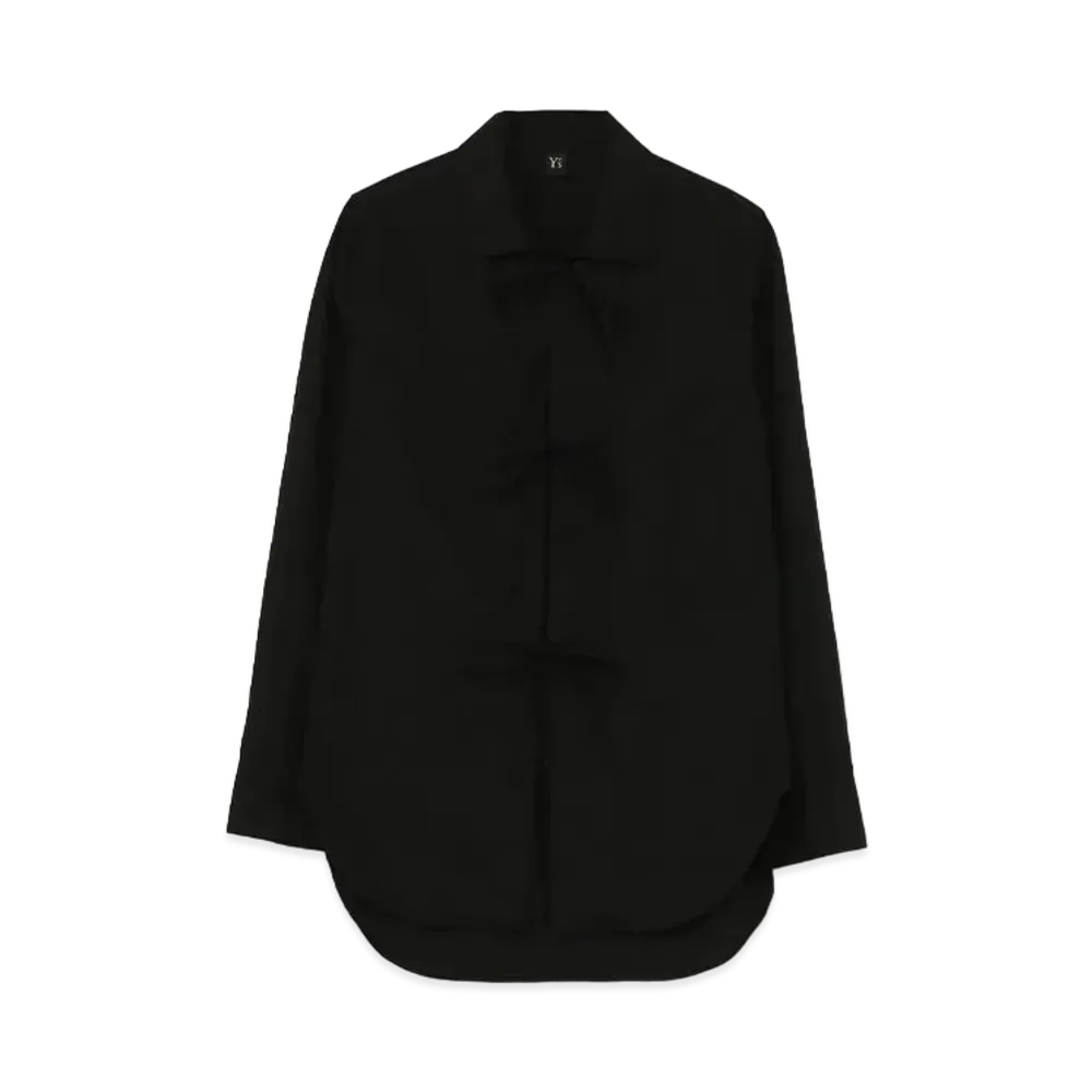 Yohji Yamamoto Y's BROAD FRONT RIBOON BLOUSE "Black"