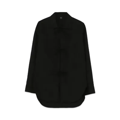 Yohji Yamamoto Y's BROAD FRONT RIBOON BLOUSE "Black"