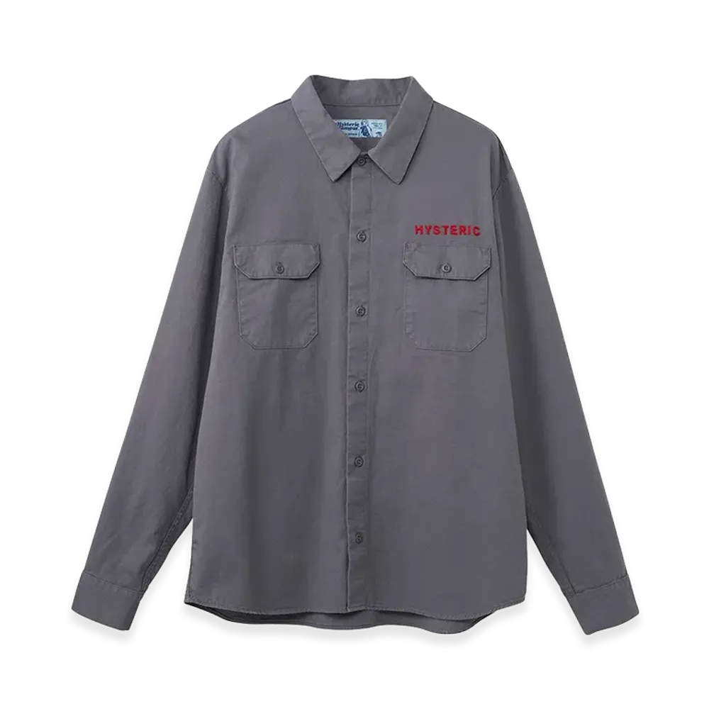 HYSTERIC GLAMOUR Drum Kit Embroidered Engineer Shirt "Gray"
