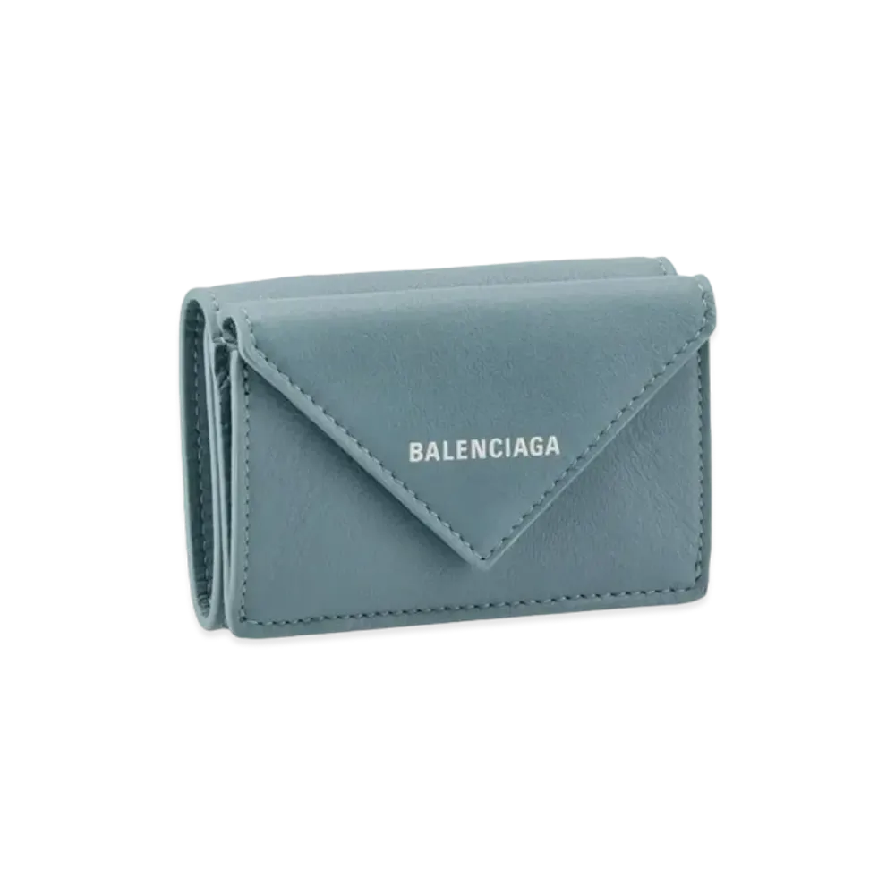 BALENCIAGA Papier Mini Wallet "Blue Gray"