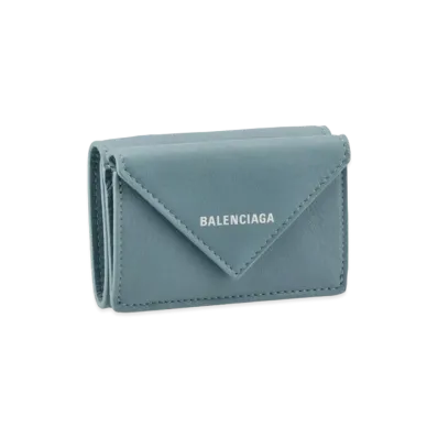 BALENCIAGA Papier Mini Wallet "Blue Gray"