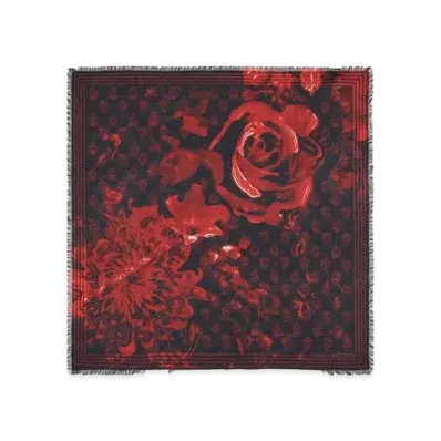 Alexander McQUEEN Wax Flower Biker Foulard "Black/Red"