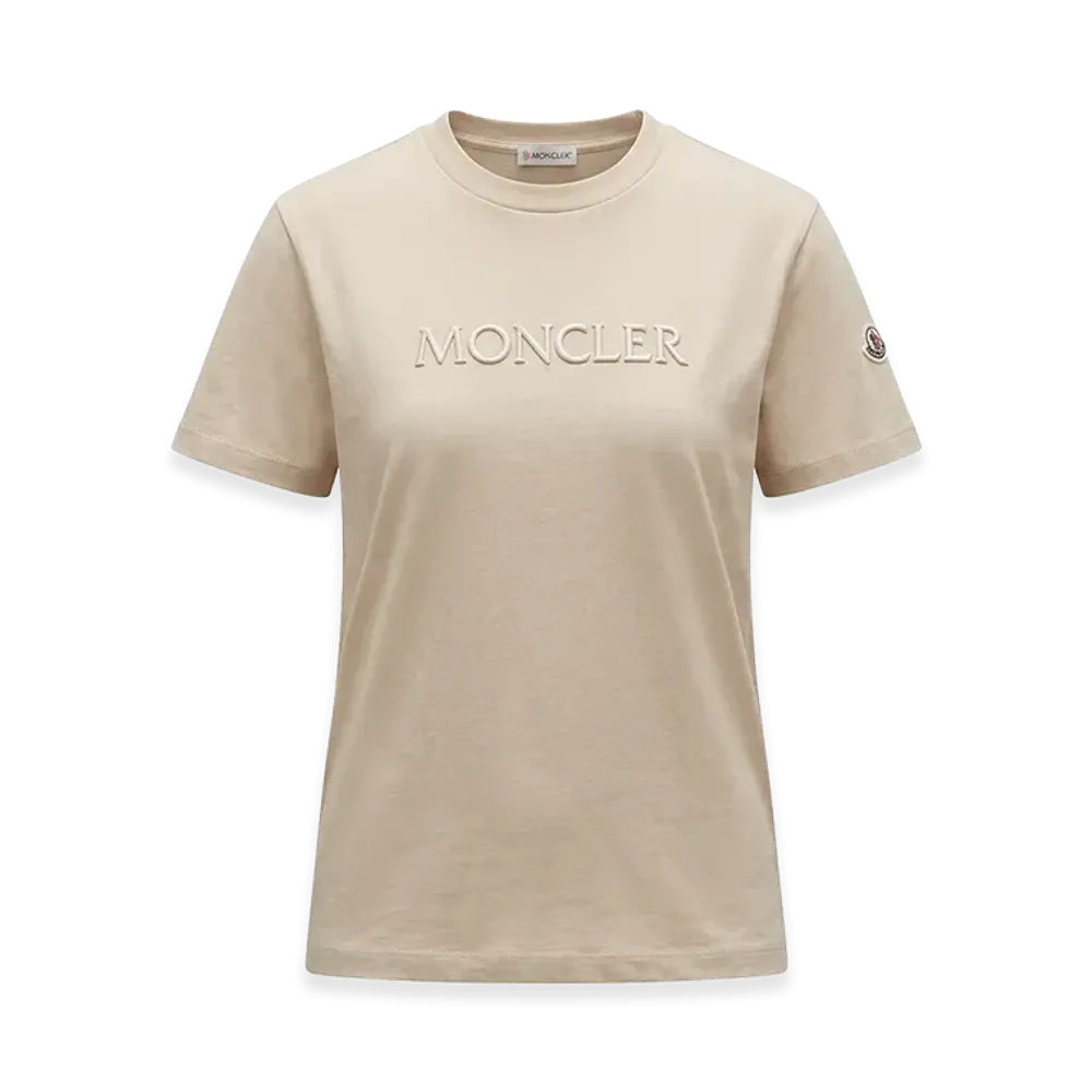 MONCLER Women's Embroidered Logo T-Shirt "Beige"