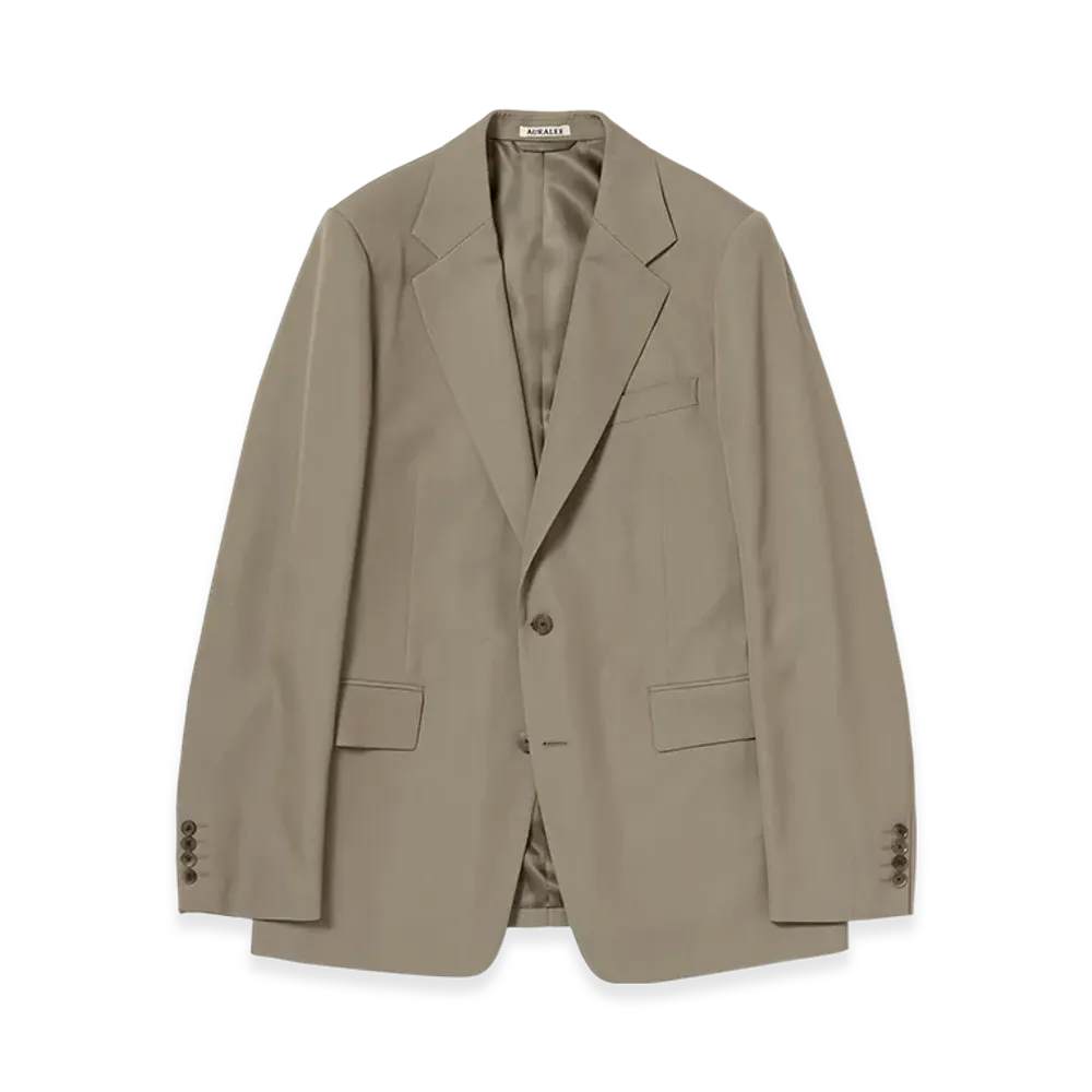 AURALEE Light Wool Max Gabardine Jacket "Khaki Chambray"