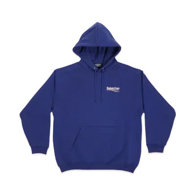 BALENCIAGA MENS Political Campaign Hoodie Medium Fit "Blue/White"