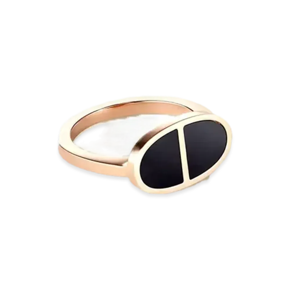 Hermes Chaine D'ancre Verso Ring MM "Pink Gold/Black Ceramic"