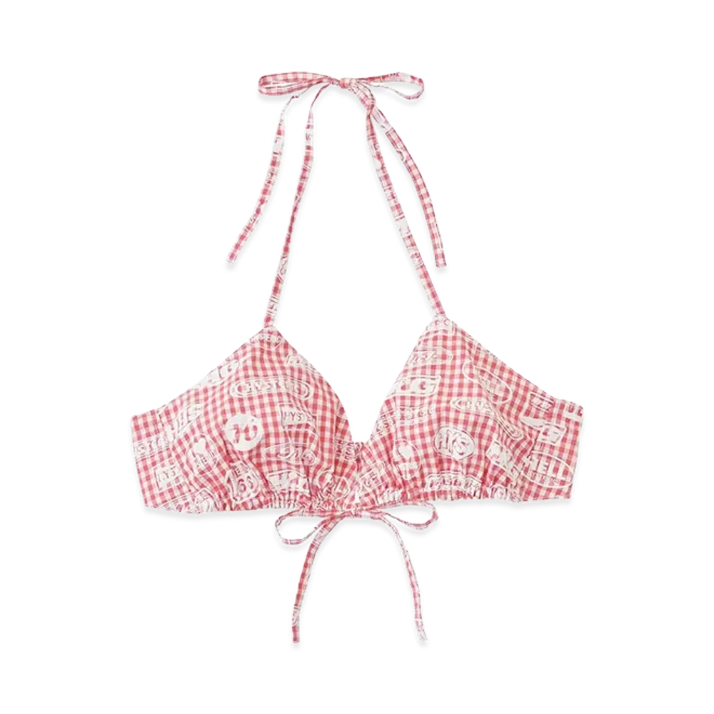HYSTERIC GLAMOUR Women's HG Racing Pattern Gingham Check Bra Top "Other Pink"