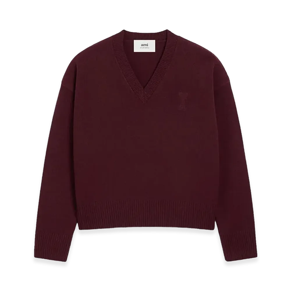 AMI PARIS Pull Col V De Coeur "Red"