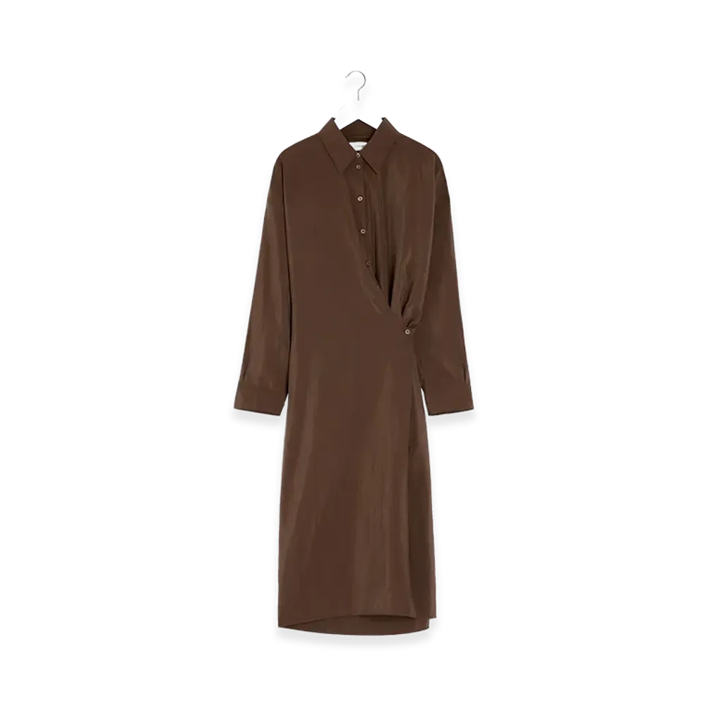 LEMAIRE Women's Twisted Straight Collar Dress "Brunette"