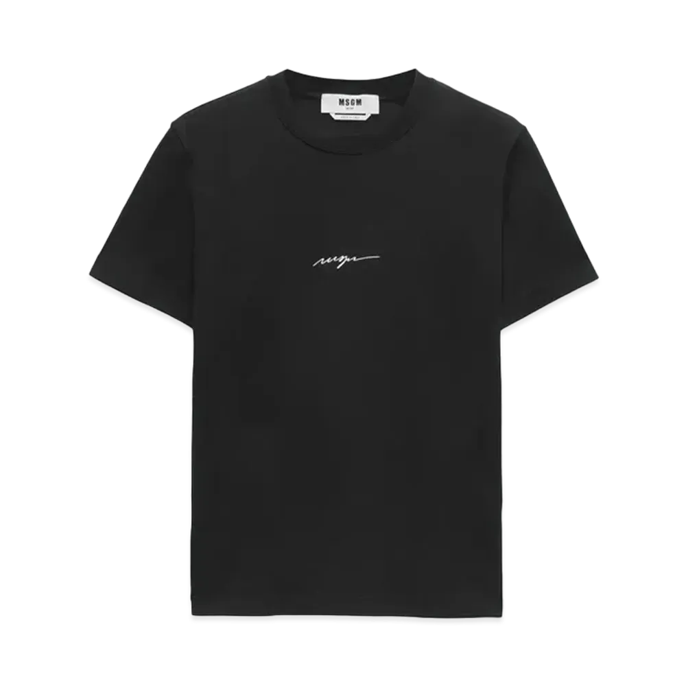 MSGM Jersey T-Shirt With Cursive Logo "Black"