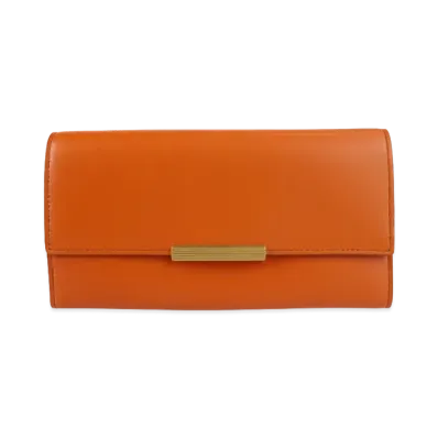 Bottega Veneta French Calf Continental Trifold Wallet "Orange"