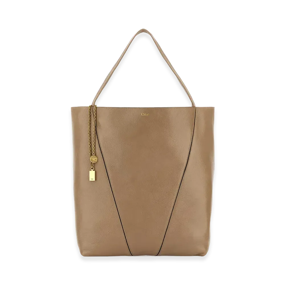Chloe Women's Leather Large Spin Shopping Bag "Beige"