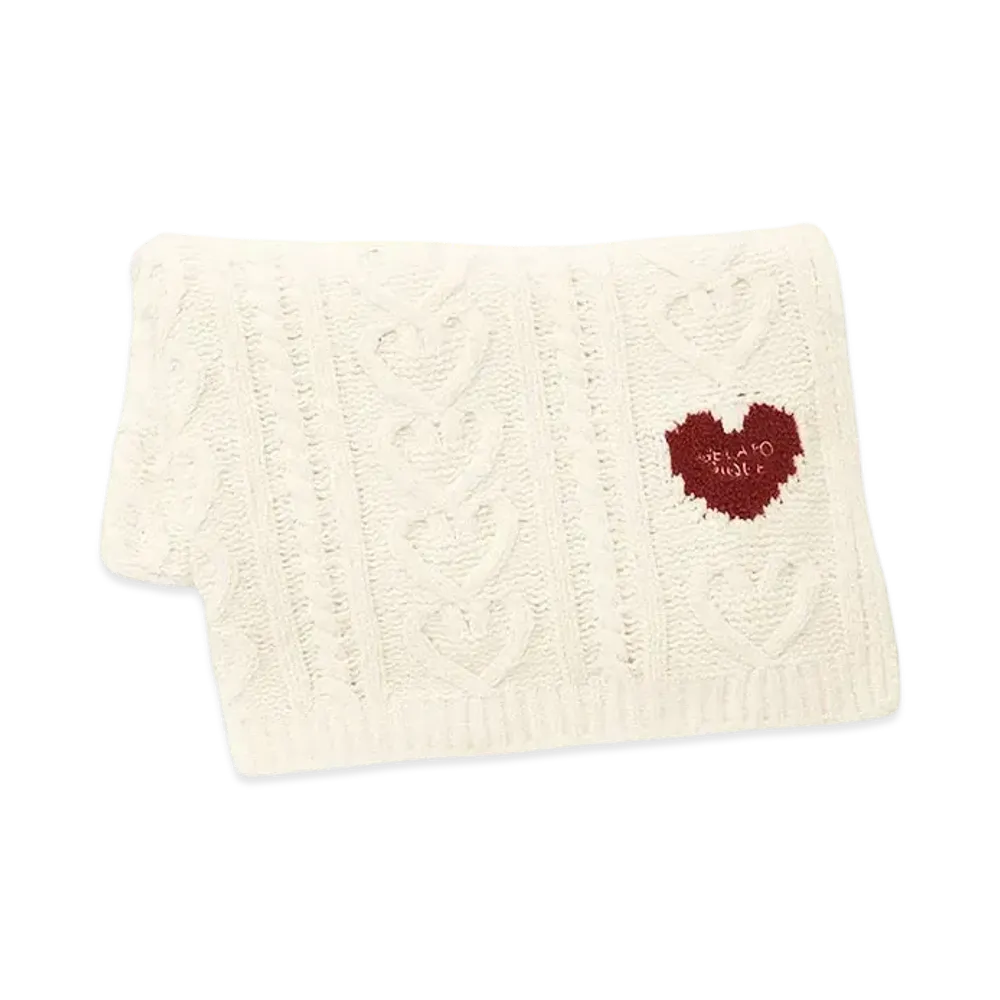 GELATO PIQUE Valentine Heart Aran Blanket "Cream"