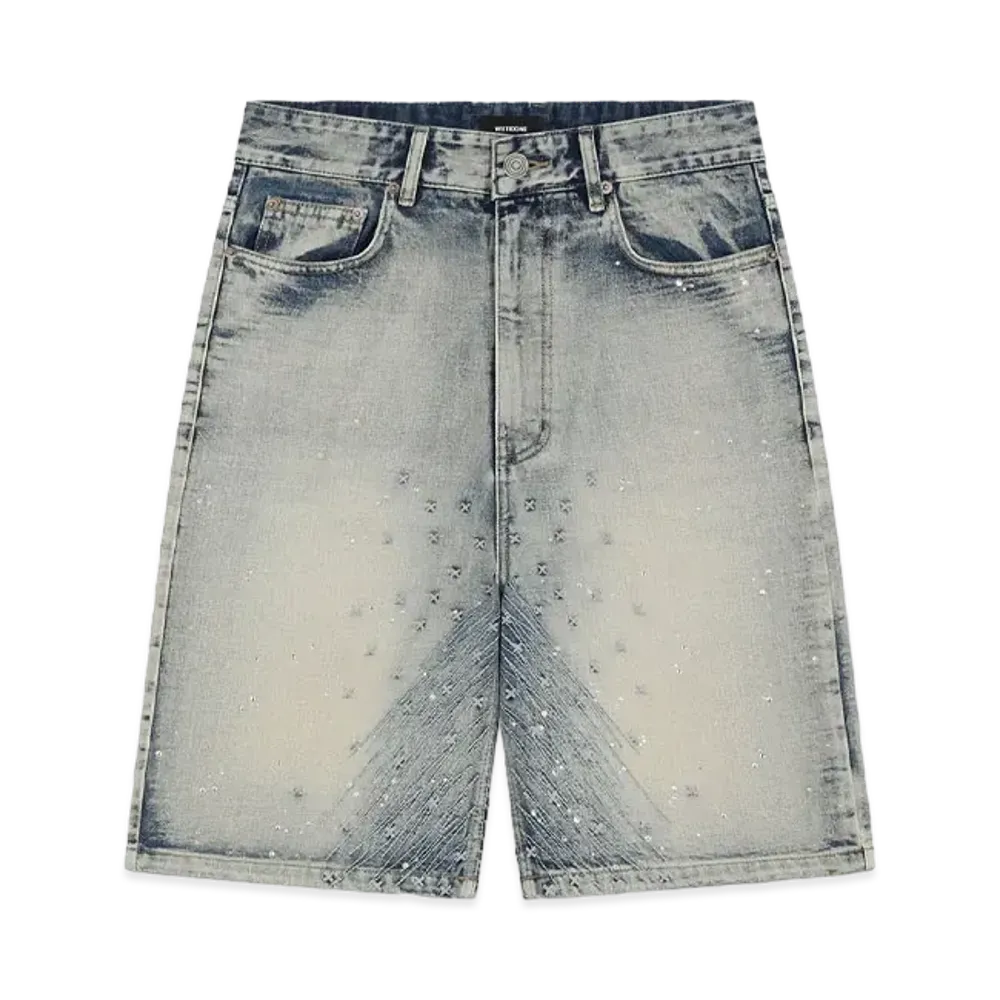 WE11DONE Embroidery Denim Shorts "Sky"
