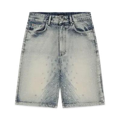 WE11DONE Embroidery Denim Shorts "Sky"