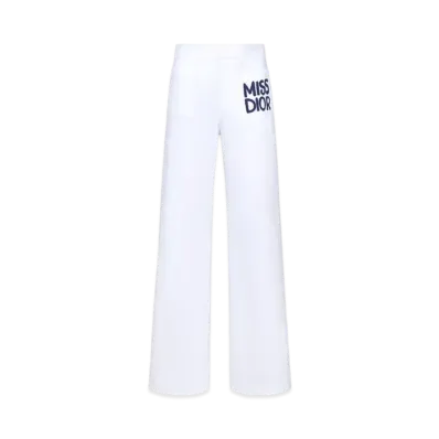 Dior Flared Pants Cotton Denim with Miss Dior Graffiti Motif "White/Blue"