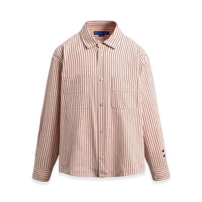 ZARA x CHAMPION Striped Patch Shirt "White/Red"