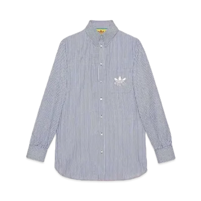 adidas x GUCCI Stripe Cotton Shirt "White/Blue"