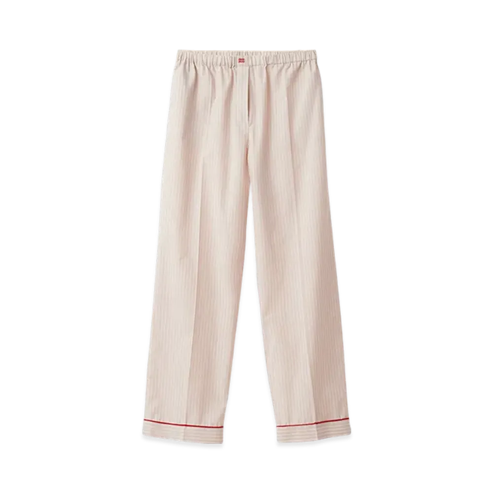 MIU MIU Women's Cotton Pajama Pants "Limestone/White"