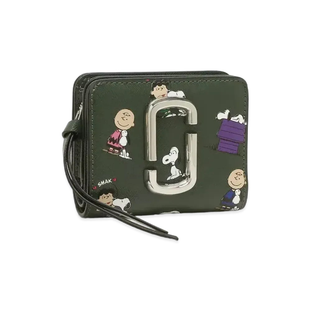 Marc Jacobs Peanuts X Marc Jacobs The Snapshot Mini Compact Wallet "Dark Green Multi"