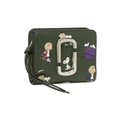 Marc Jacobs Peanuts X Marc Jacobs The Snapshot Mini Compact Wallet "Dark Green Multi"