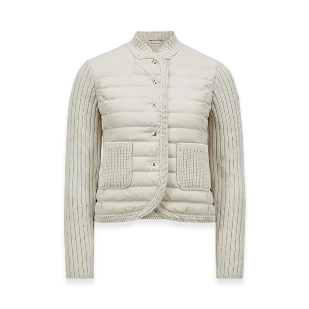 MONCLER Padded Wool Cardigan "Light Beige"