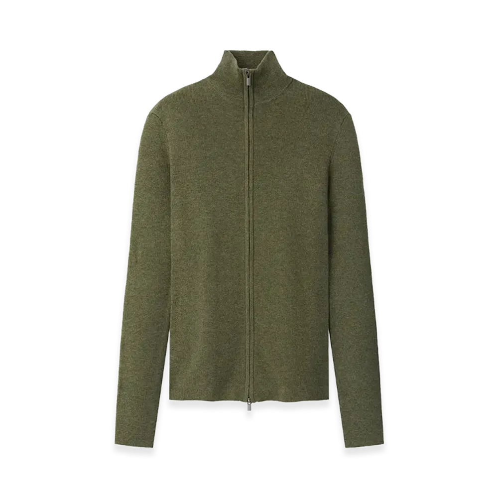 FEAR OF GOD ESSENTIALS Women's Rib Knit Zip Up Jacket "Moss"