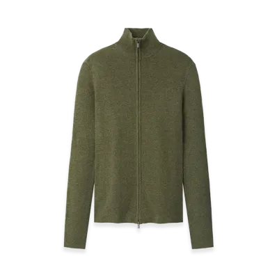 FEAR OF GOD ESSENTIALS Women's Rib Knit Zip Up Jacket "Moss"