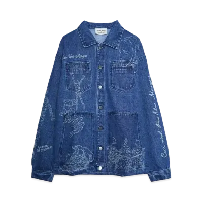 Pas Une Marque Johnson Tsang Heavy Washed Laser Denim Shirt "BLUE"