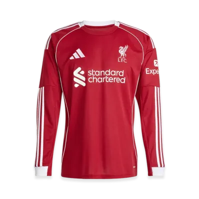 adidas Liverpool FC 25/26 Long-Sleeve Home Jersey "Strawberry Red"