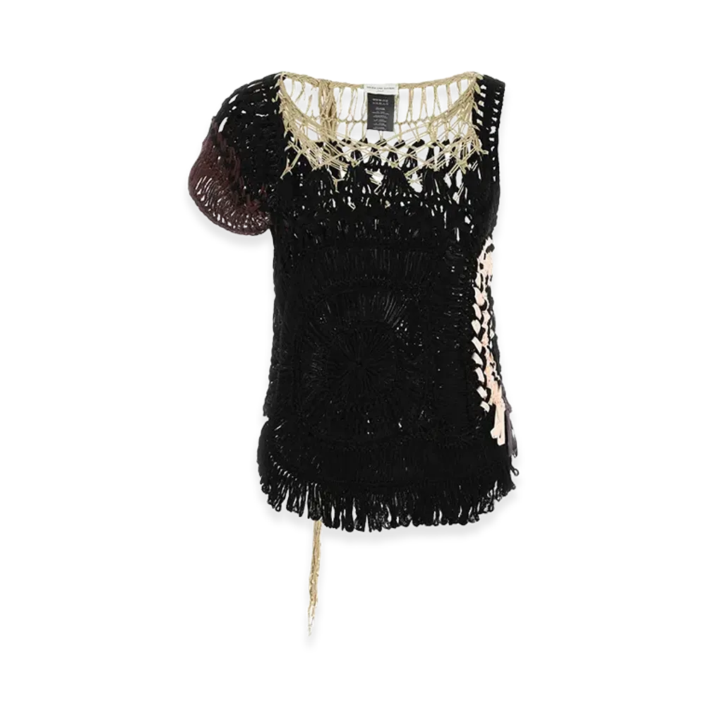 DRIES VAN NOTEN Women's Crochet Top "Black"
