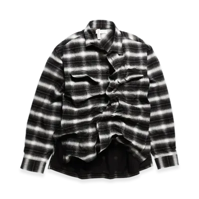 H&M x Glenn Martens Foil Flannel Overshirt "Black"