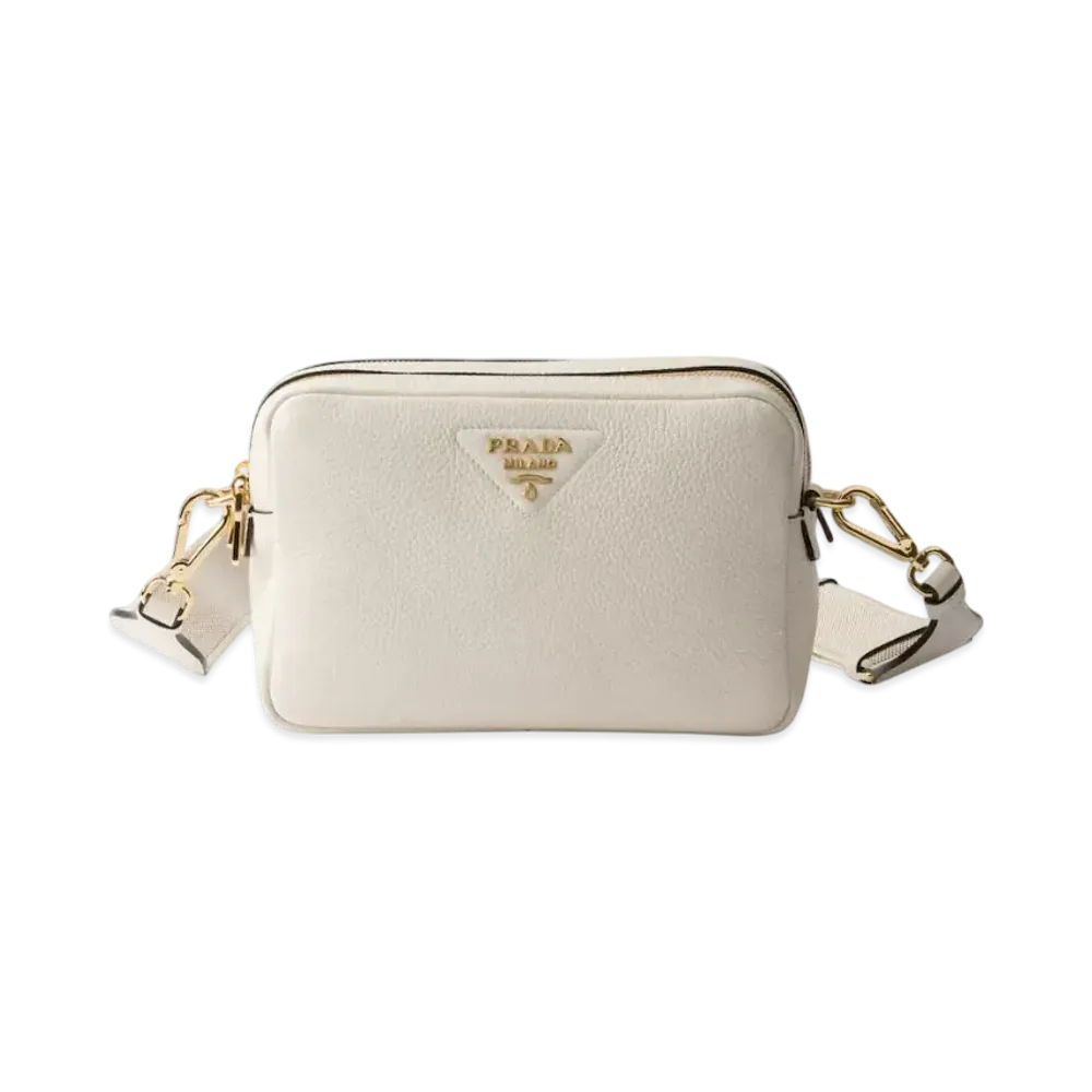 PRADA Small Leather Shoulder Bag "White"