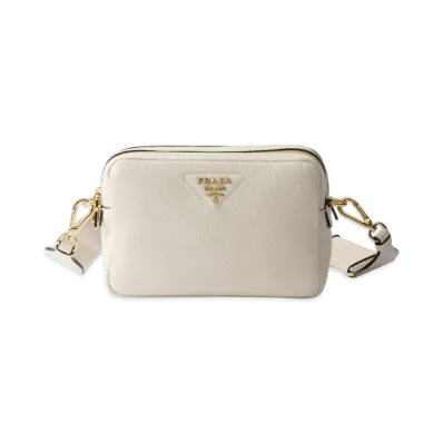 PRADA Small Leather Shoulder Bag "White"