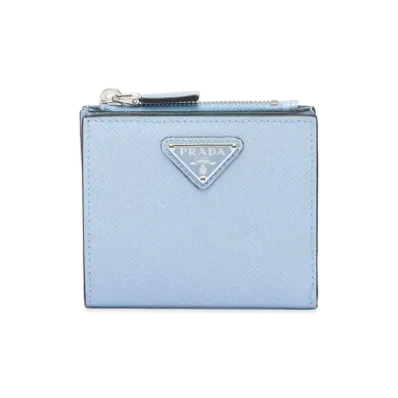 PRADA Small Saffiano Leather Wallet "Light Blue"