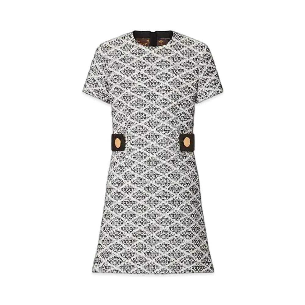 Louis Vuitton Malletage Tweed Martingale Dress "Gris"