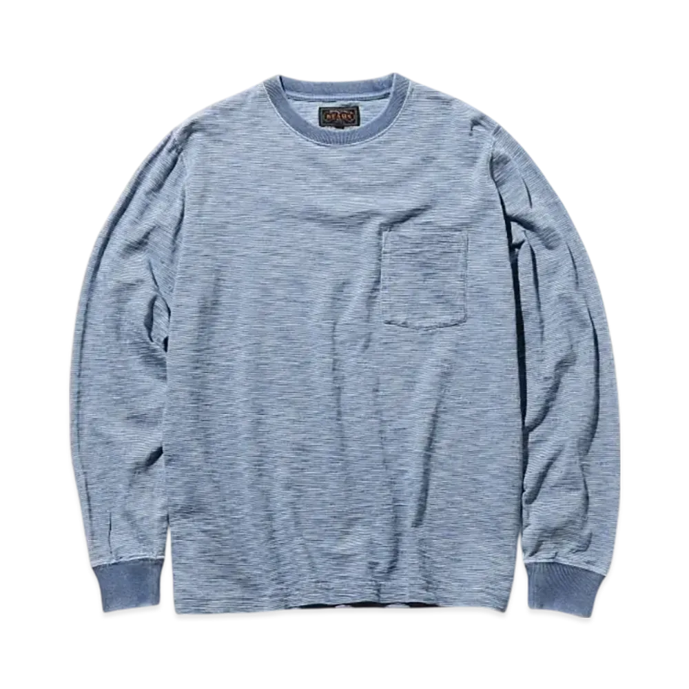 BEAMS Pocket Tee Indigo Slub Yarn "Bleach"