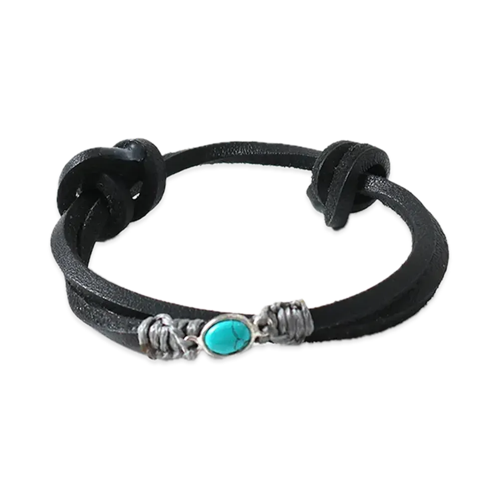 MFC STORE x Chansuu x Amoe Leather Blacelet 2-Knot "Black"