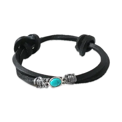 MFC STORE x Chansuu x Amoe Leather Blacelet 2-Knot "Black"