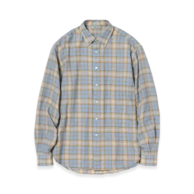 AURALEE Airy Wool Check Shirt "Light Blue/Beige"