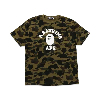 A BATHING APE Bape Ladies 1St Camo College Oversized Tee "Green"