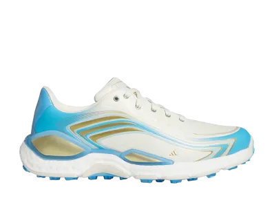 adidas Codechaos Messi Spikeless Golf Shoes "Ivory/Gold Metallic/Semi Blue Burst"