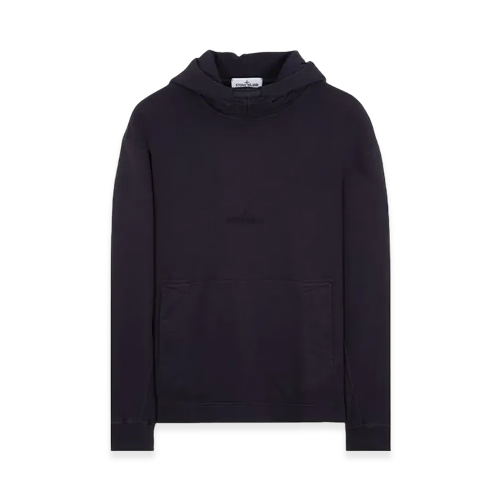 Stone Island 65577 Brushed Cotton Fleece Double Fleece Layer Contour Drawstring Hooded Sweatshirt - 23FW "Navy Blue"