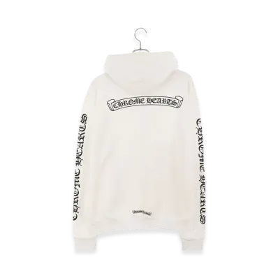 Chrome Hearts Back Scroll Logo Zip Hoodie "White"