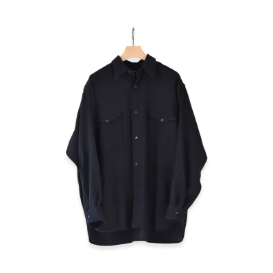 COMOLI Cashmere Washi Work Shirt "Navy"
